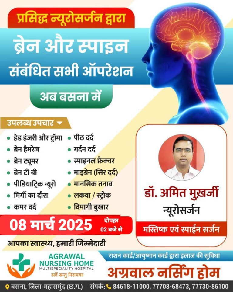 प्रसिद्ध न्यूरोसर्जन द्वारा ब्रेन और स्पाइन संबंधित सभी ऑपरेशन अब बसना में