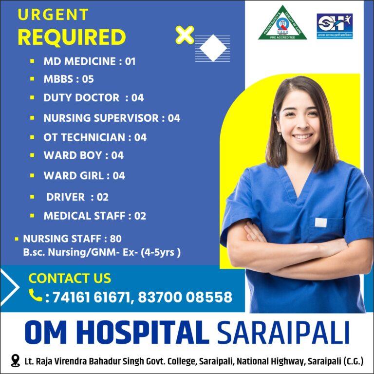 URGENT REQUIRED ■ MD MEDICINE : 01 MBBS : 05 DUTY DOCTOR : 04 ■ NURSING SUPERVISOR : 04