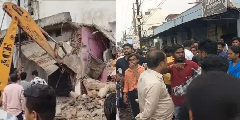 रायपुर/बुलडोजर एक्शन से मचा बवाल: अवैध कब्जा हटाने पर व्यापारियों का हंगामा, निगम पर पक्षपात का आरोप 