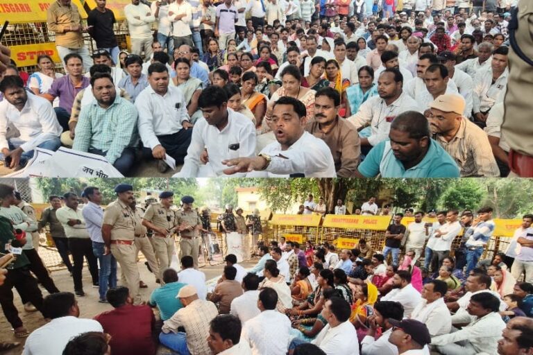 महासमुंद में प्रगतिशील सतनामी समाज का प्रदर्शन, एट्रोसिटी एक्ट के आरोपी की गिरफ्तारी की मांग को लेकर किया थाना घेराव, कर रहे प्रदर्शन