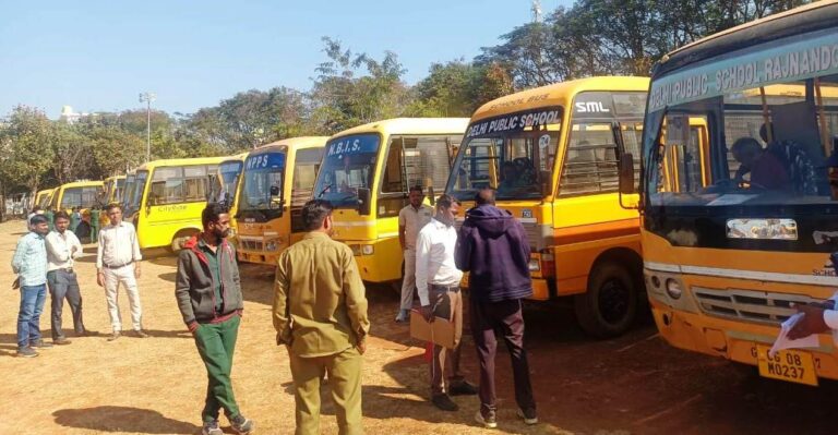 छत्तीसगढ़: परिवहन विभाग द्वारा 104 स्कूली बसों की मानक सुरक्षा जांच