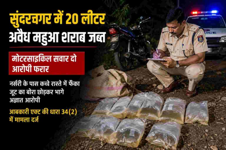 बलौदा/सुंदरनगर में 20 लीटर अवैध महुआ शराब जब्त, मोटरसाइकिल सवार दो आरोपी फरार