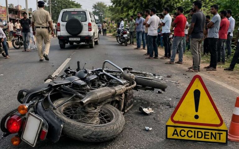 झलप। तेज रफ्तार बुलेट ने महिला को मारी टक्कर, गंभीर घायल