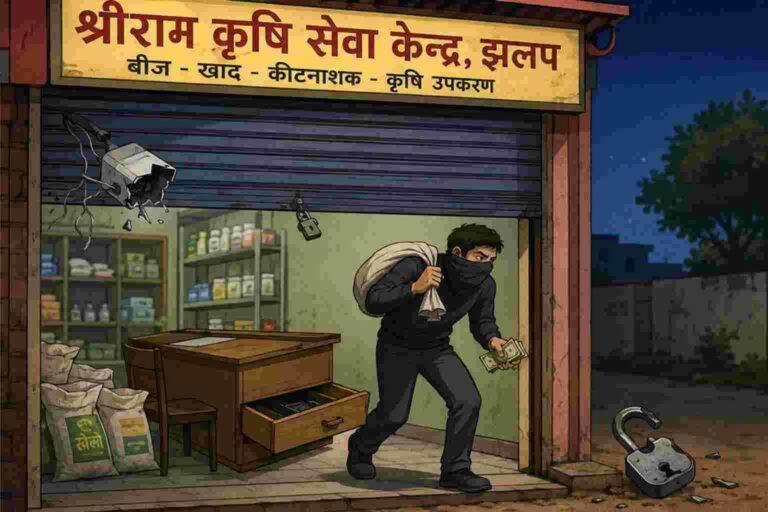 झलप /कृषि सेवा केंद्र का ताला तोड़कर 11 हजार रुपये की चोरी, सीसीटीवी कैमरा भी तोड़ा