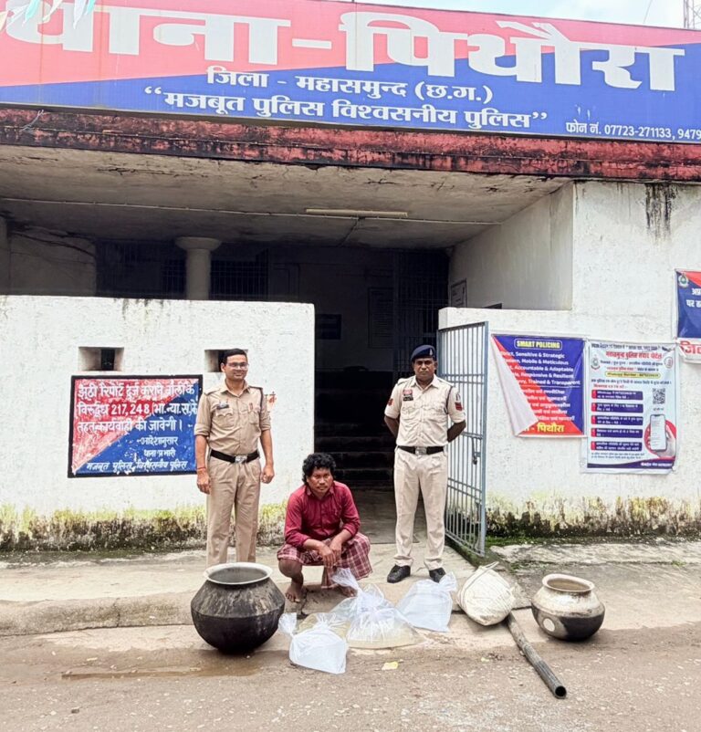 महासमुंद/ ​ किशनपुर के कंतरा नाला पिथौरा एवं ग्राम बाधामुड़ा (कोमाखान) में पुलिस की दबिश दो आरोपी गिरफ्तार, तीन फरार